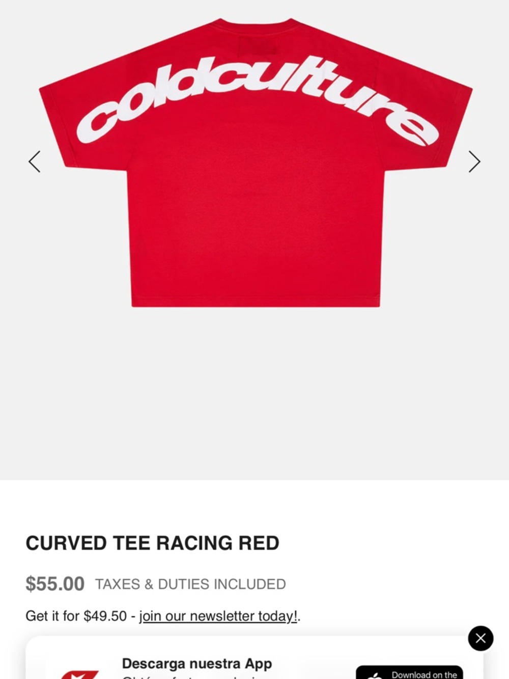 Curved Tee in Racing Red